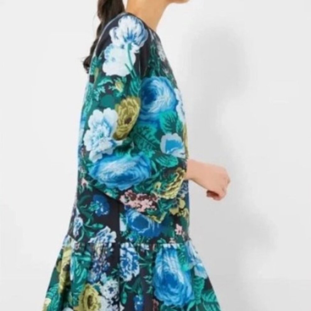 Tuckernuck Black Mini Dress with Blue and Green Floral Print - Picture 3 of 7